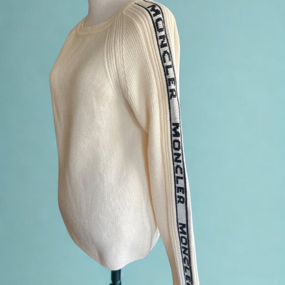 AUTHENTIC Moncler Logo Tape Pullover Sweater - Cream/Ivory - Picture 4 of 8